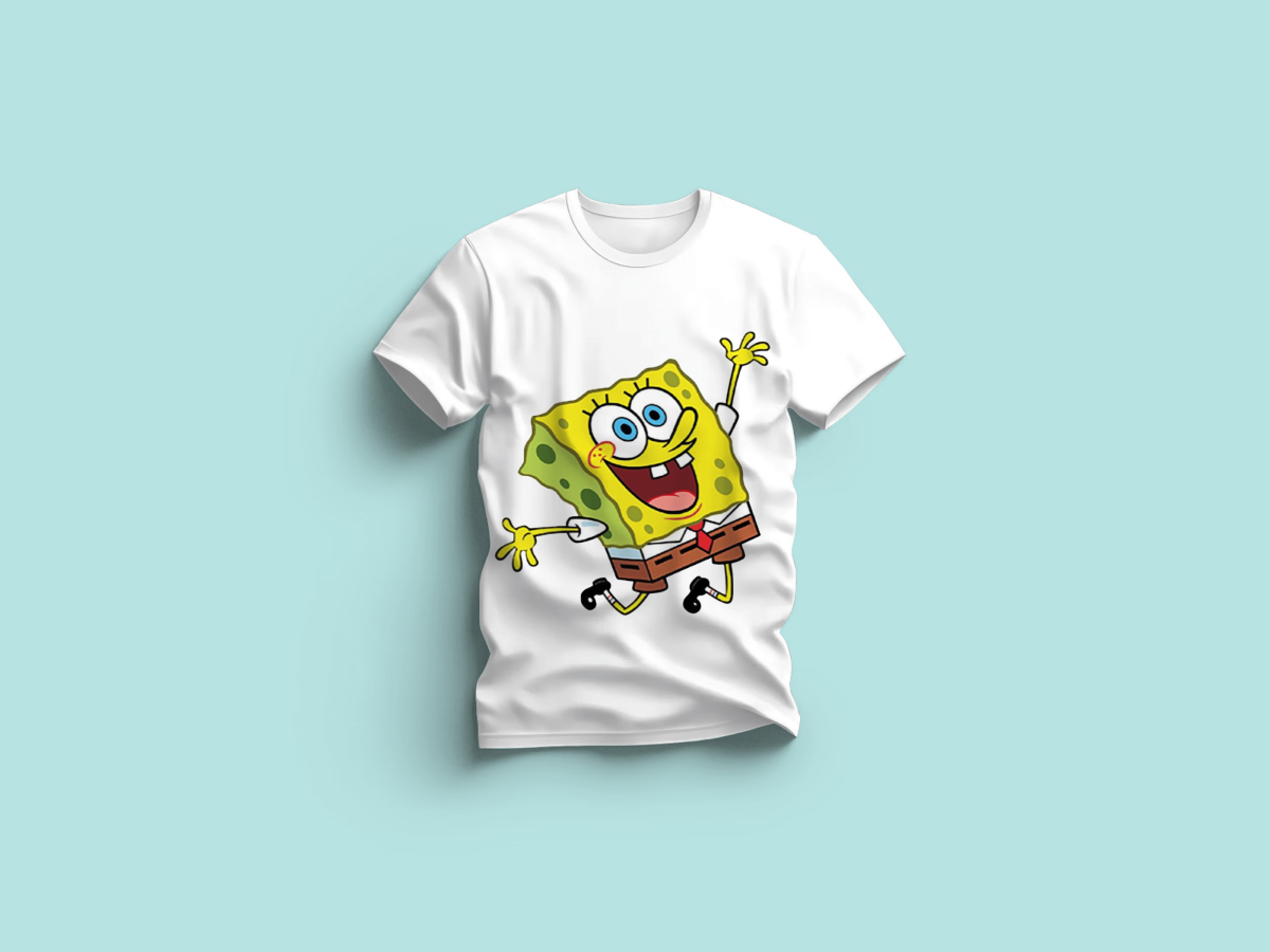 The Everyday Graphic Tee: Premium White Crewneck with Spongebob