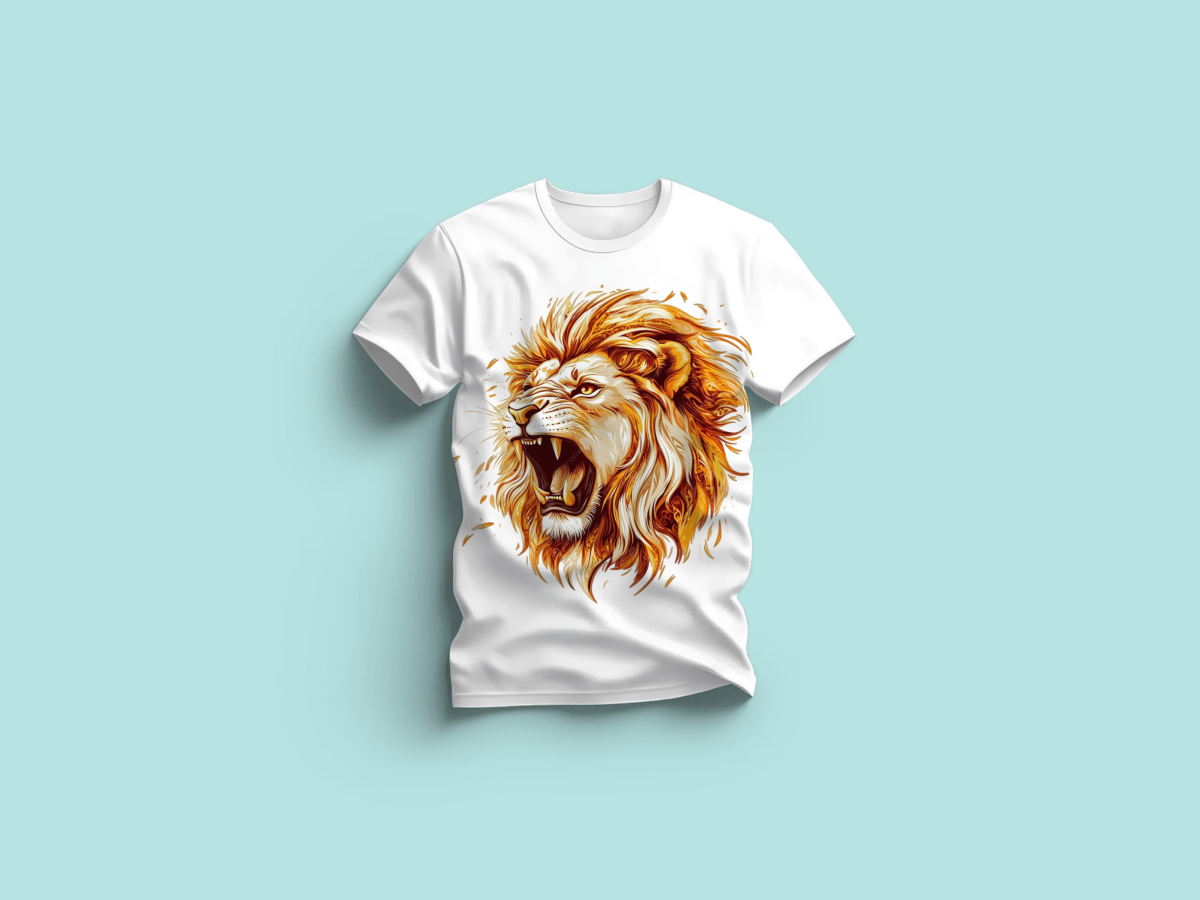 The Everyday Graphic Tee: Premium White Crewneck with Roaring Lion