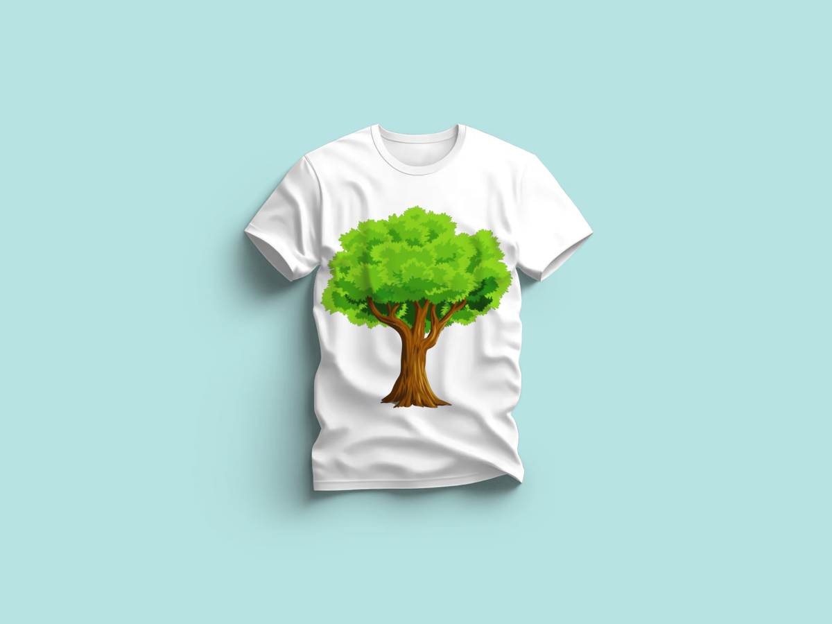 The Everyday Graphic Tee: Premium White Crewneck with Green Tree