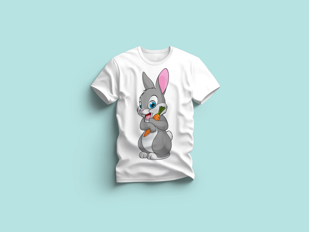 The Everyday Graphic Tee: Premium White Crewneck with White Rabbit