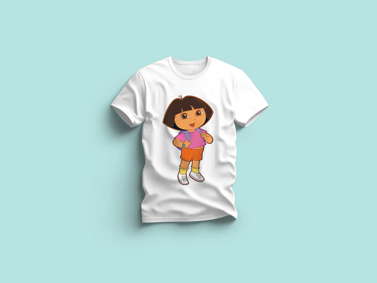 The Everyday Graphic Tee: Premium White Crewneck with Dora the Explorer
