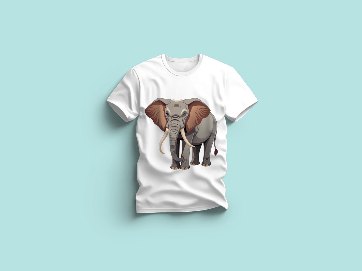 The Everyday Graphic Tee: Premium White Crewneck with Elephant