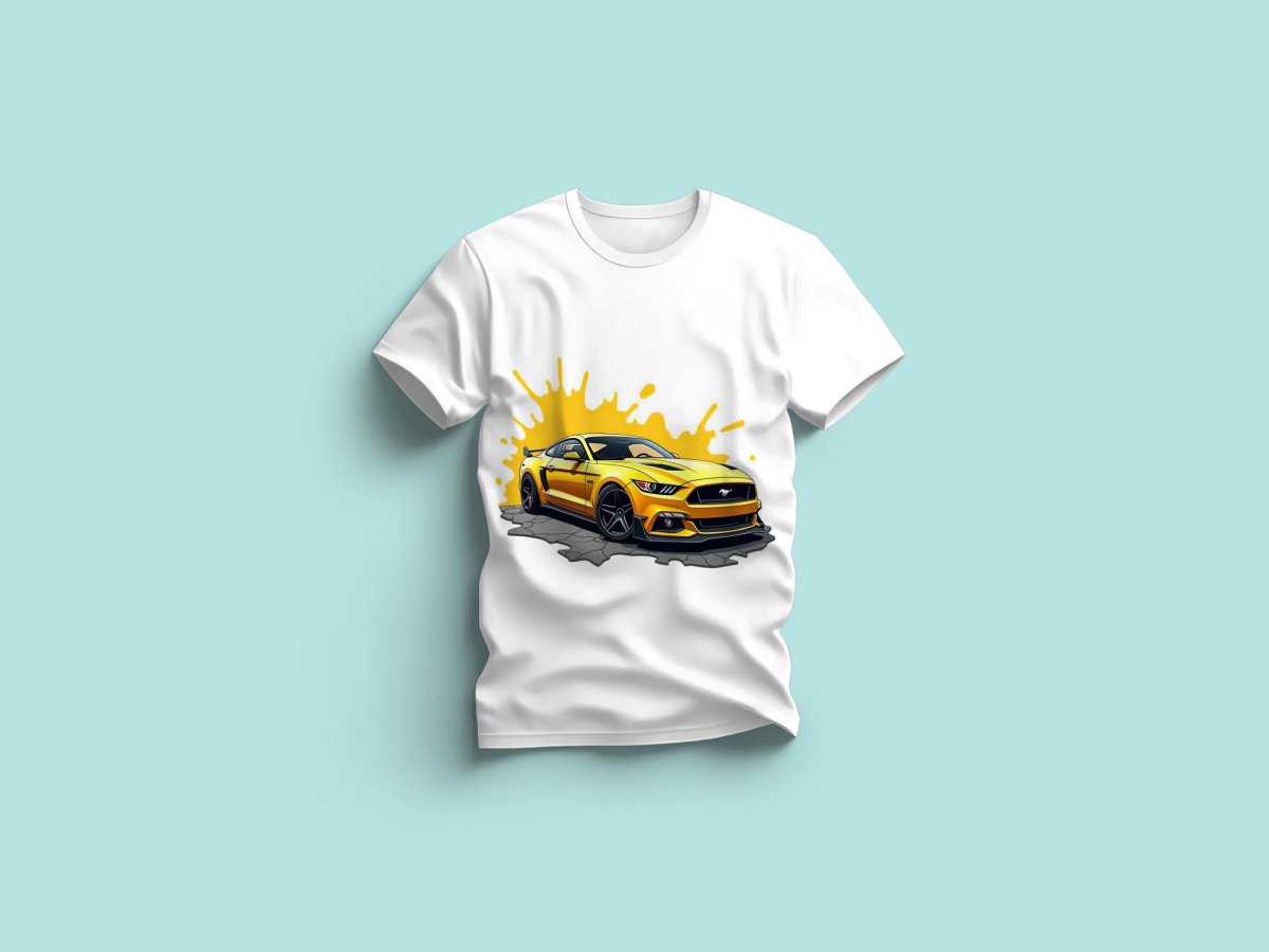 The Everyday Graphic Tee: Premium White Crewneck with Sports Car