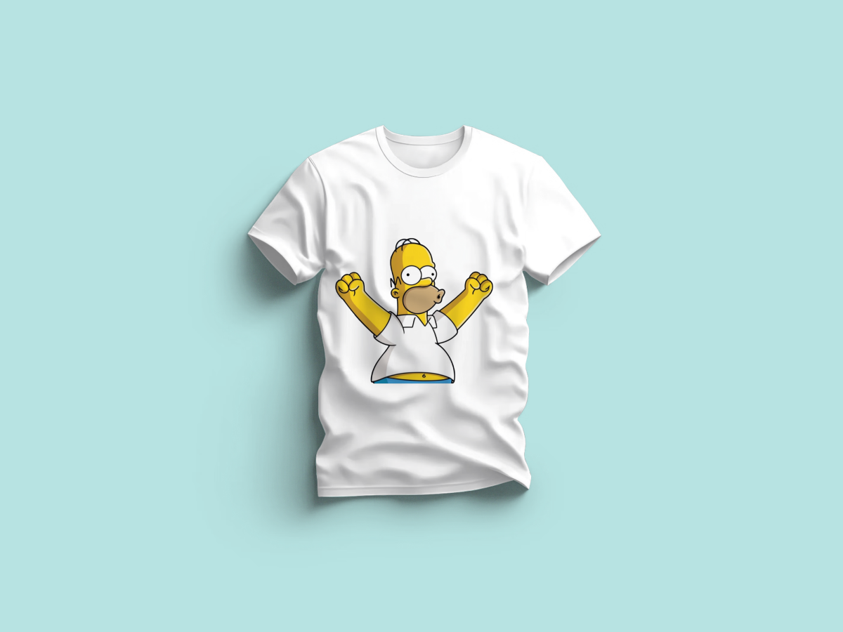 The Everyday Graphic Tee: Premium White Crewneck with Homer Simpson