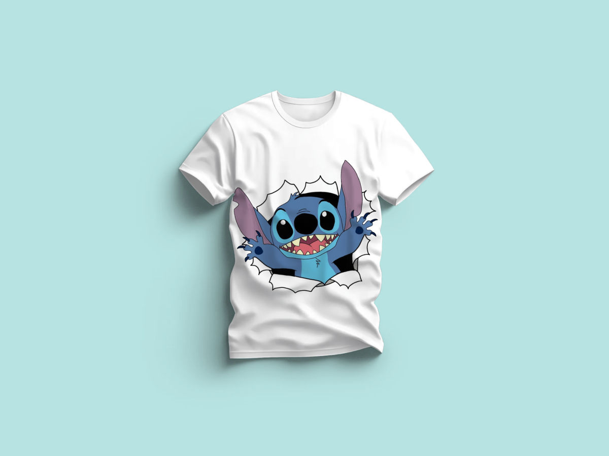 The Everyday Graphic Tee: Premium White Crewneck with Stitch