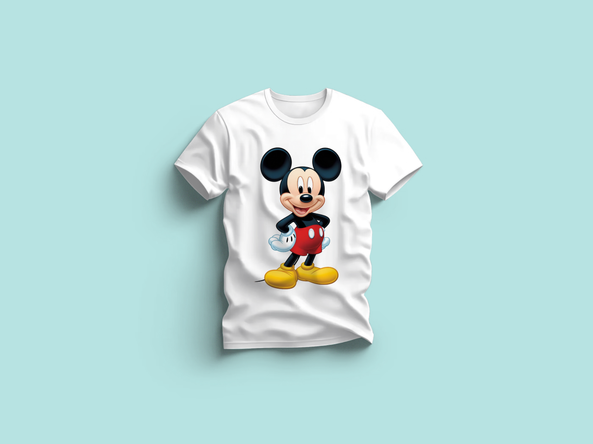 The Everyday Graphic Tee: Premium White Crewneck with Mickey Mouse