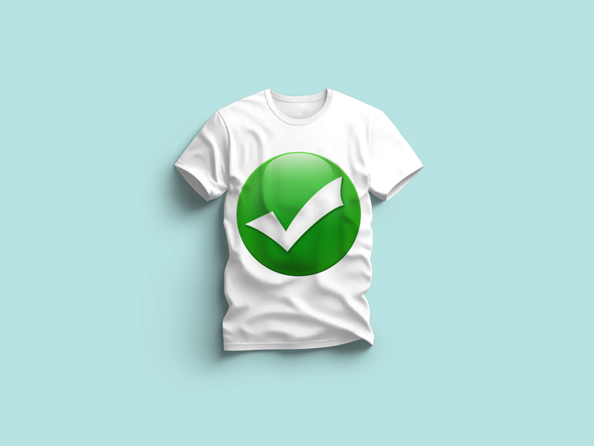 The Everyday Graphic Tee: Premium White Crewneck with Green Checkmark
