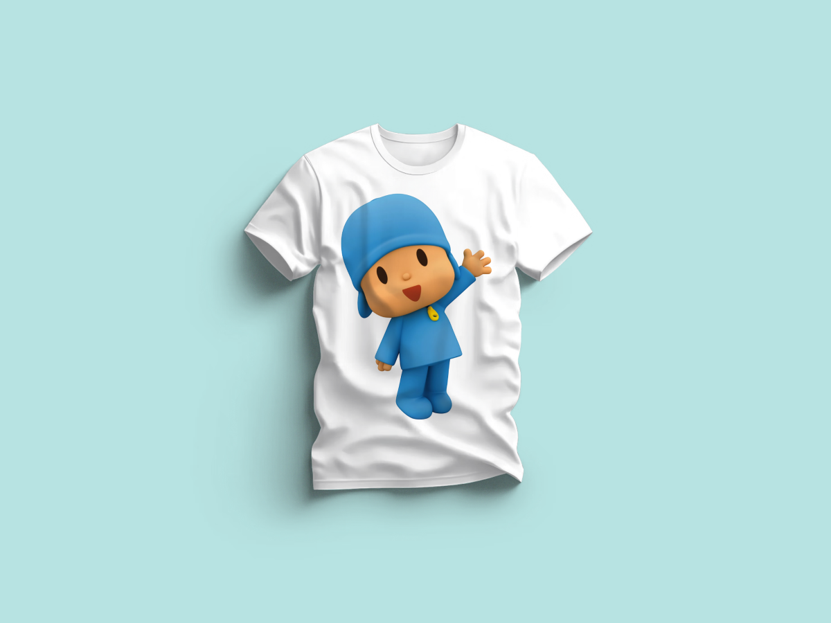 The Everyday Graphic Tee: Premium White Crewneck with Pocoyo