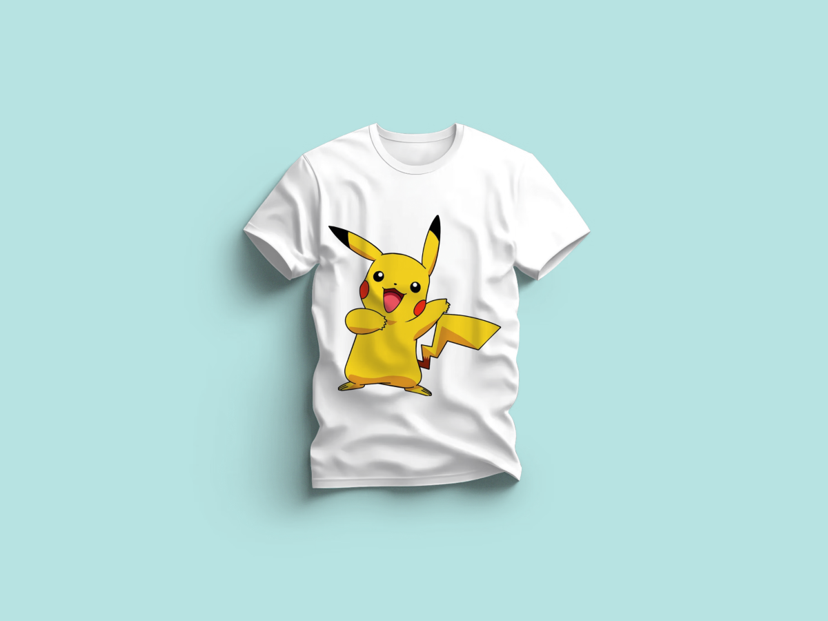 The Everyday Graphic Tee: Premium White Crewneck with Pikachu
