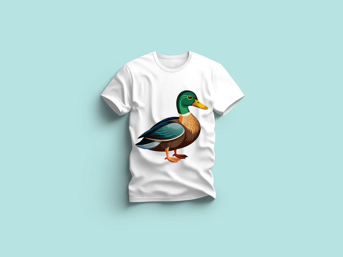 The Everyday Graphic Tee: Premium White Crewneck with Duck