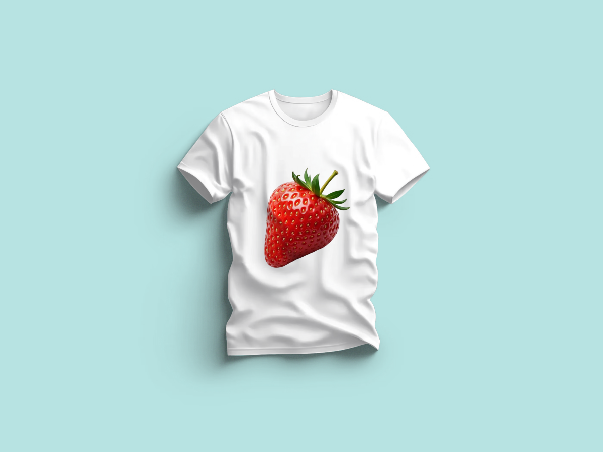 The Everyday Graphic Tee: Premium White Crewneck with Strawberry