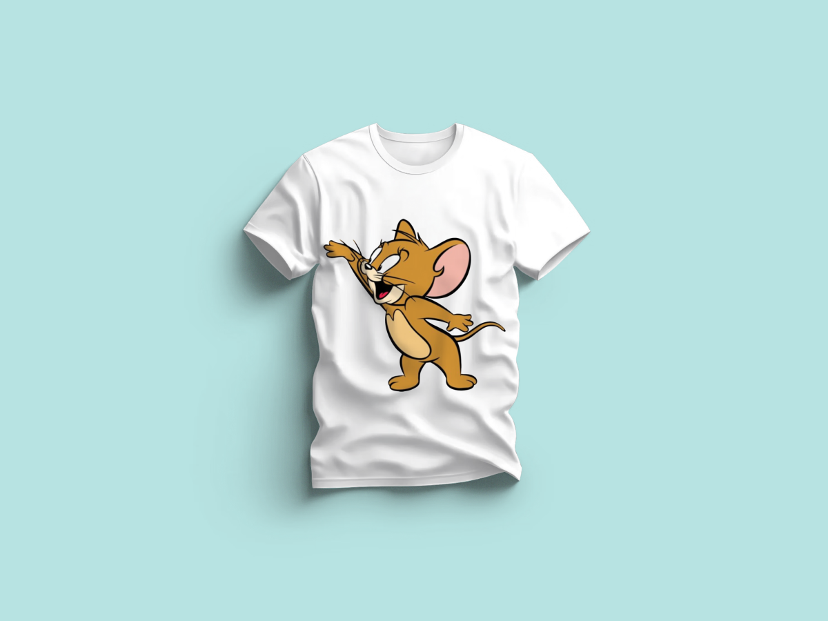 The Everyday Graphic Tee: Premium White Crewneck with Jerry Mouse