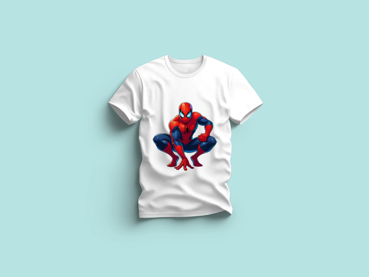 The Everyday Graphic Tee: Premium White Crewneck with Spiderman