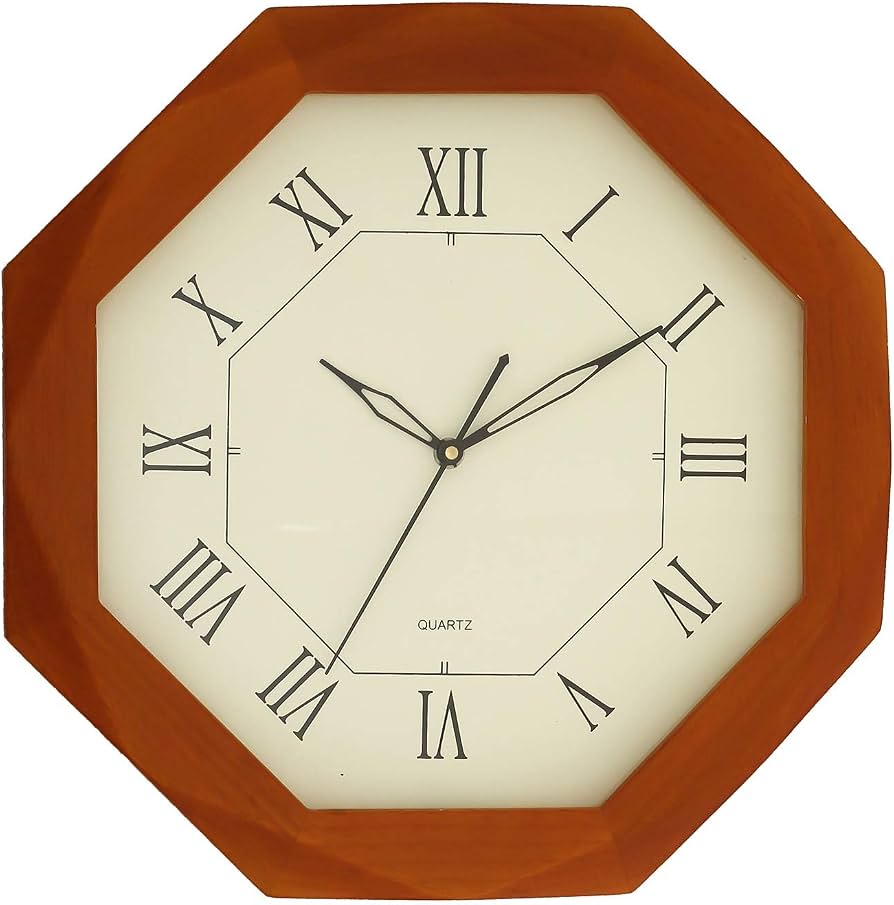 Vintage Roman Numeral Wall Clock — Rustic Wood Finish