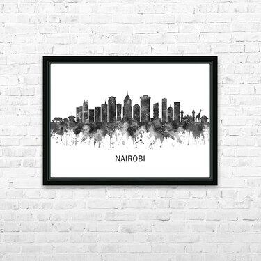 Black & White City Skyline Canvas Print