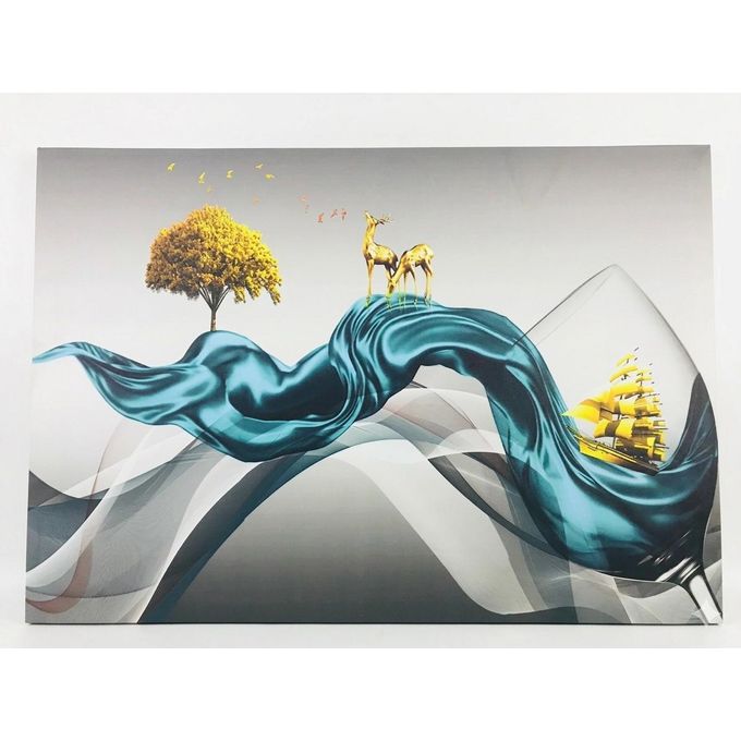 Golden Abstract Wave Canvas Print — Statement Piece