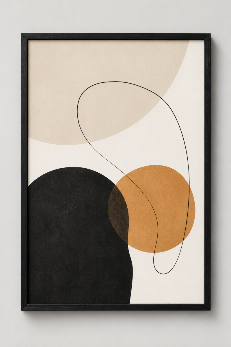 Minimalist Abstract Framed Print — Black Wood Frame 40x60cm