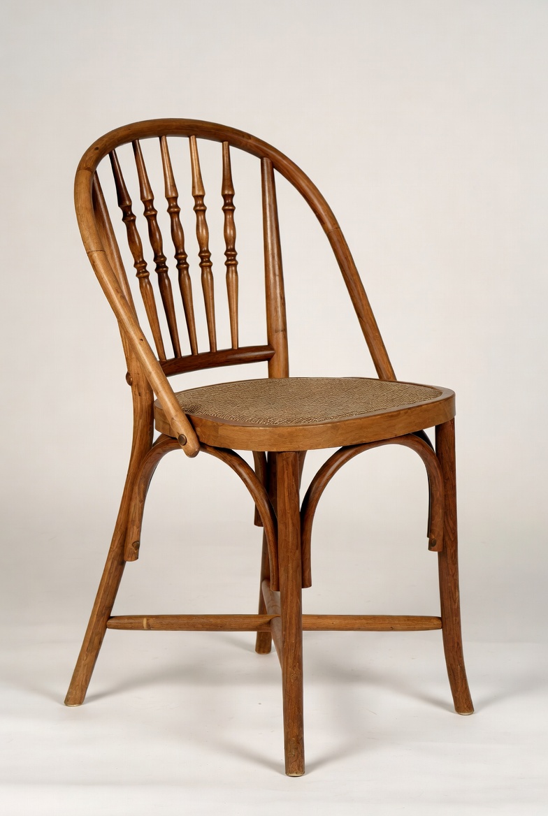 Antique-Style Bistro Chair — Round Back Solid Wood