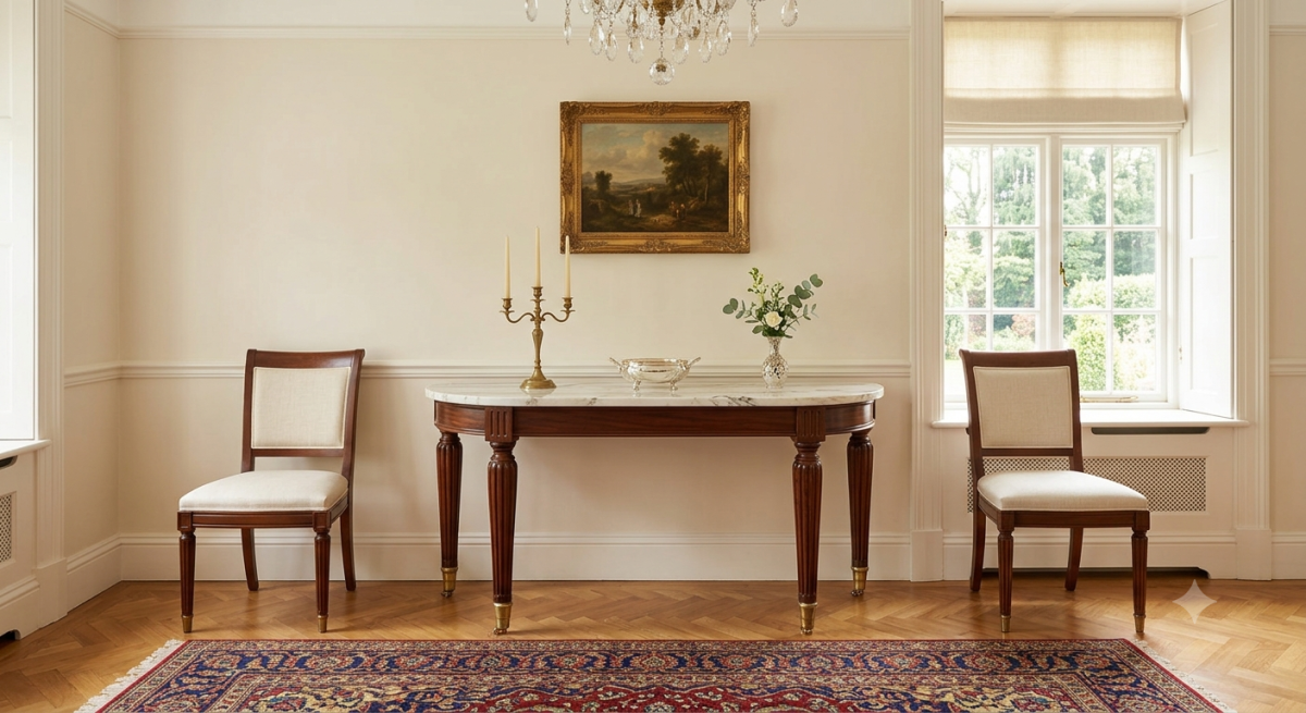 Slim Oval Vintage Console Table — Hallway Accent