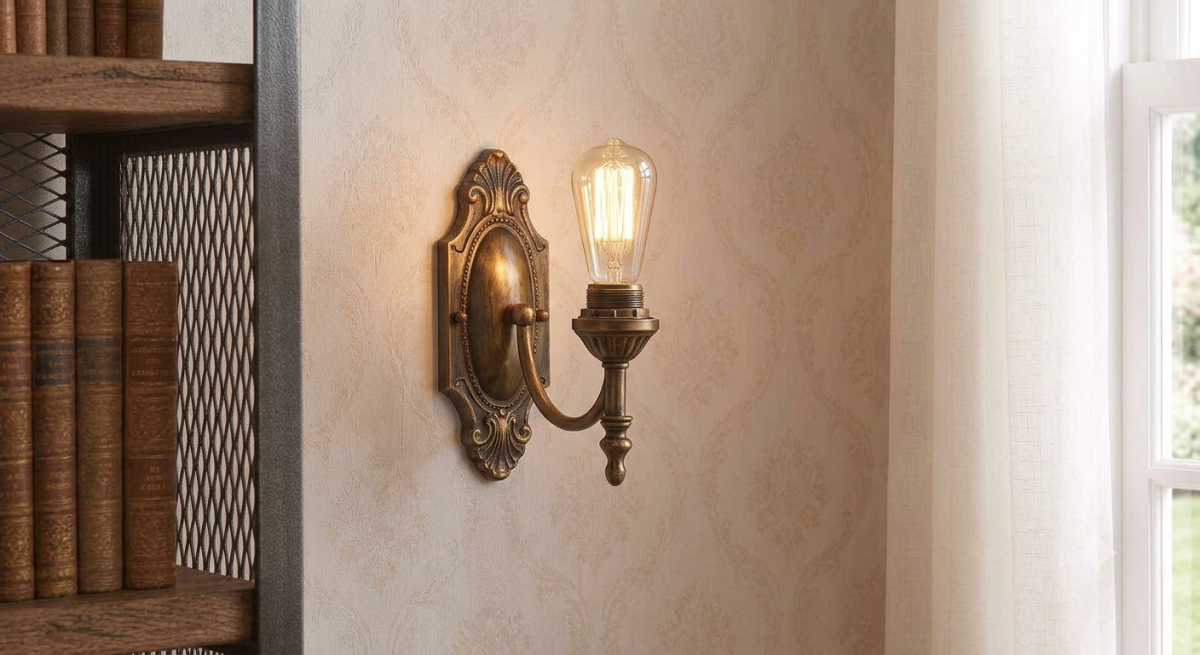 Antique Bronze Wall Sconce — Frosted Glass Shade